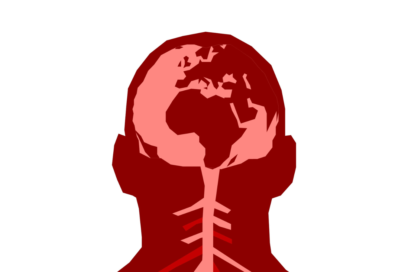 Graphic showing brain depicted as world map